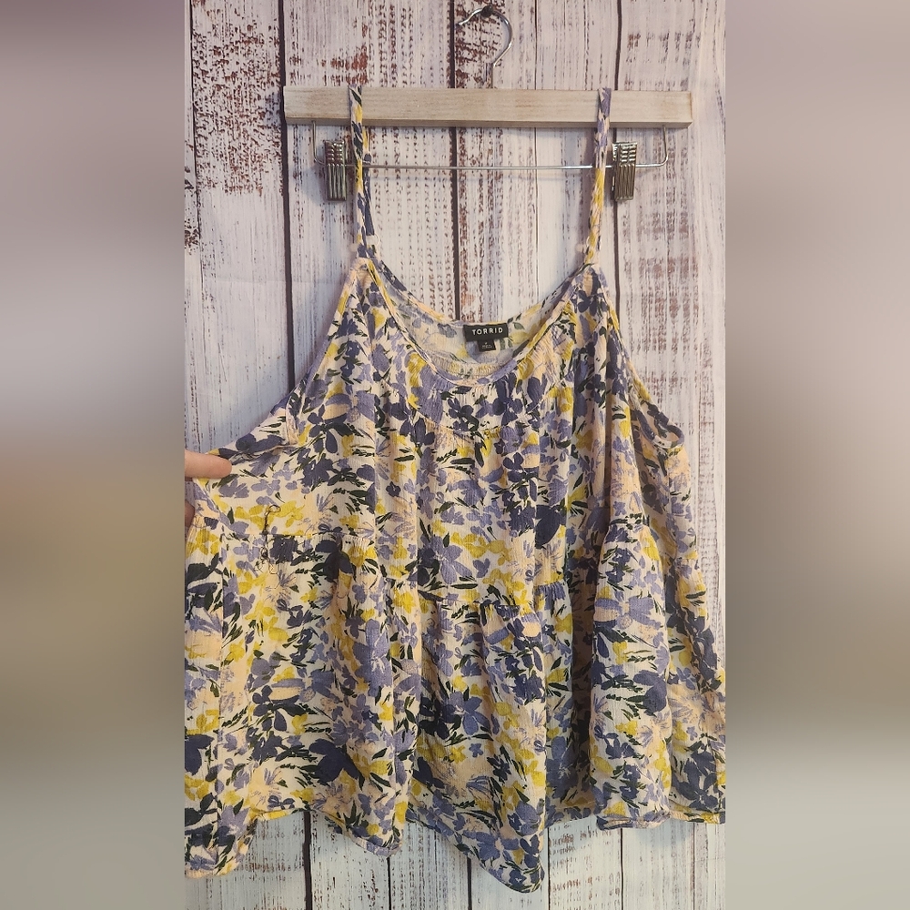 Torrid Floral Print Women's Top - Yellow and Purple